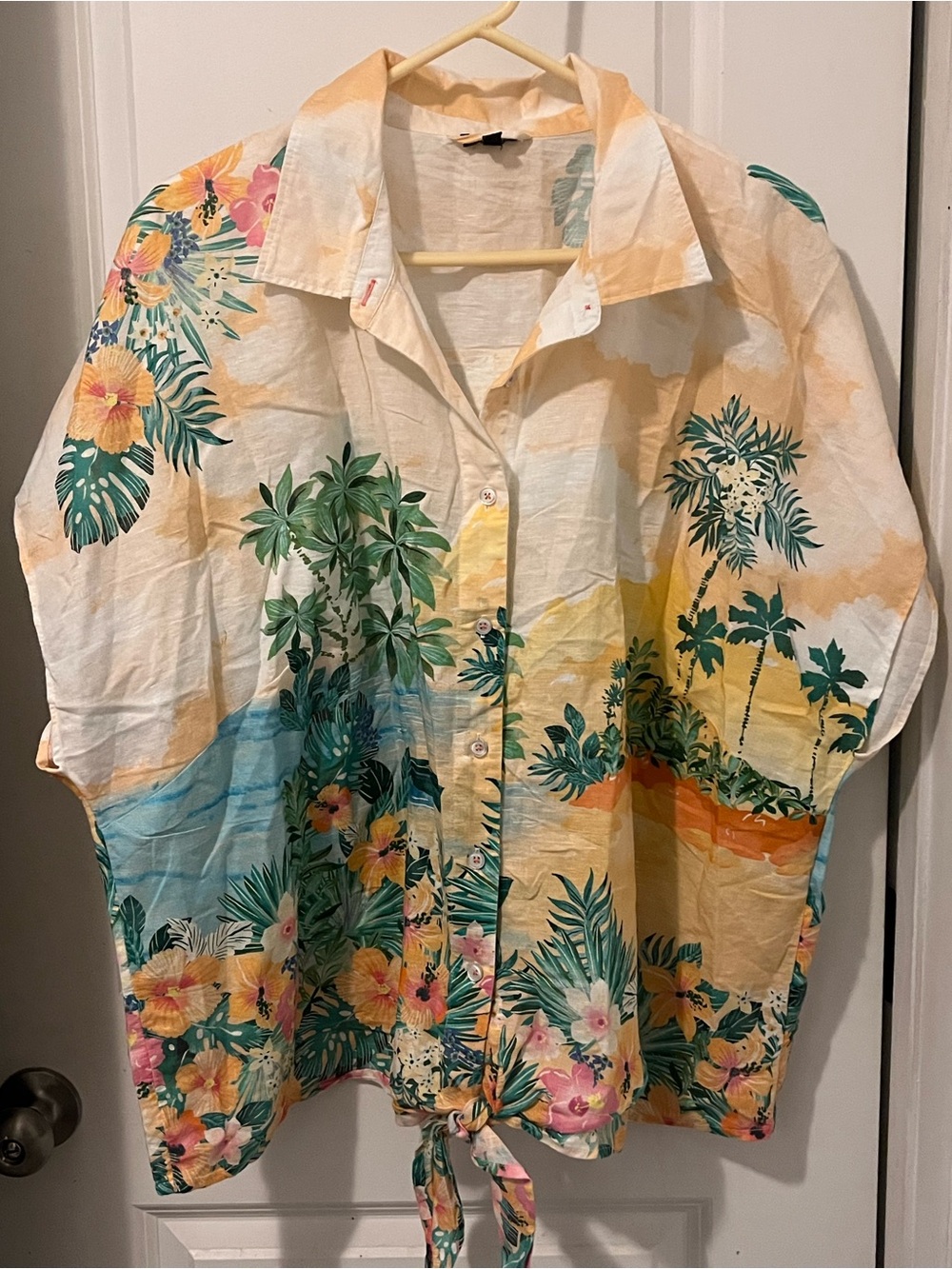 Talbots Tropical Short sleeve Button-Down Shirt